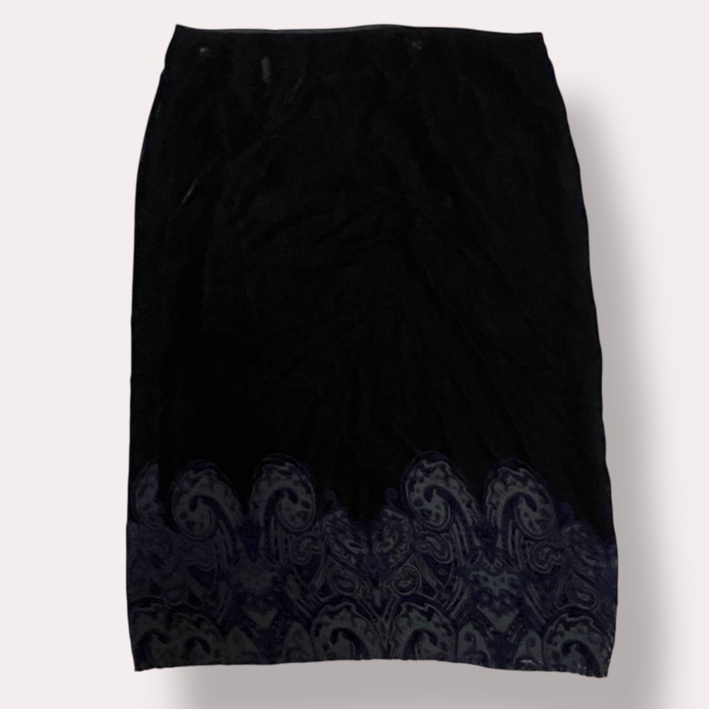Mirasol Woman Black Velvet Skirt Paisley Burnout Lined 1X